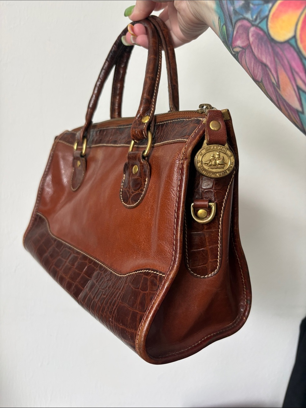 Brahmin Brown Satchel Handbag